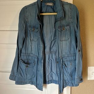 Light weight chambray zip up